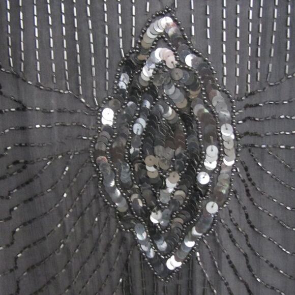 STENAY Vintage Art Deco Flapper Style Black Silk Sequins Dress - Picture 4 of 6